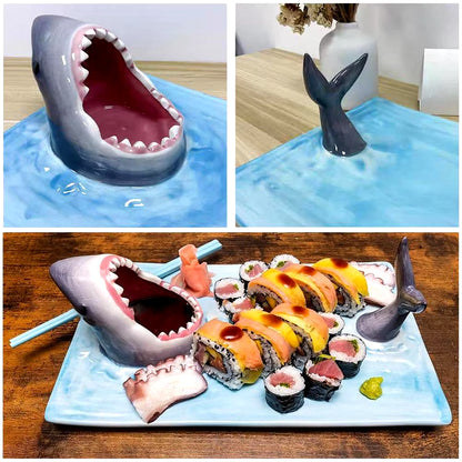 Japanese Internet Celebrity Seaside Shark Ceramic Plate Dumpling Plate Meal Kitchen Decoration Sushi Plate Beautiful Tableware